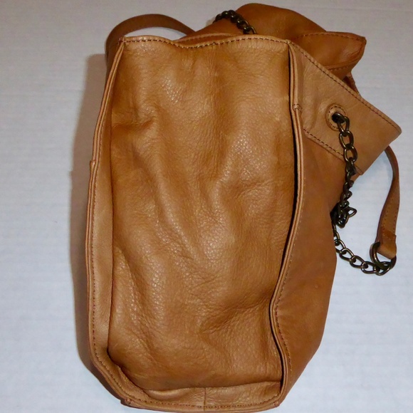 AMERICAN LEATHER CO BRANDY SATCHEL PURSE BROWN SACO CHAIN STRAP SHOULDER BAG - Picture 10 of 11